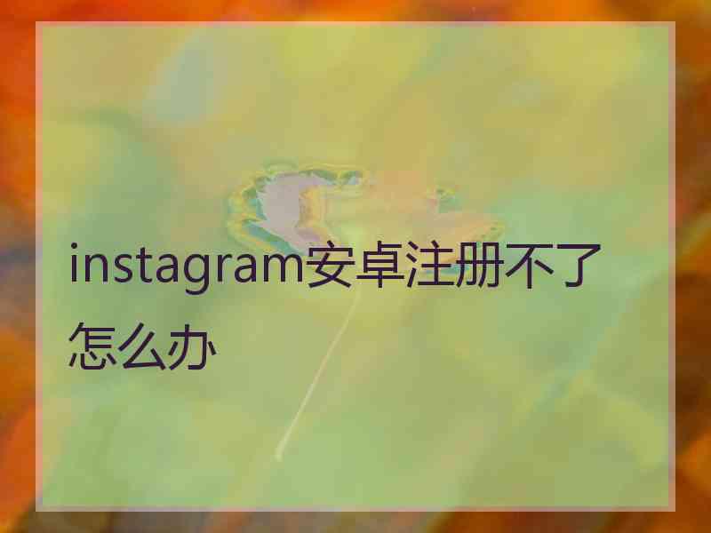 instagram安卓注册不了怎么办